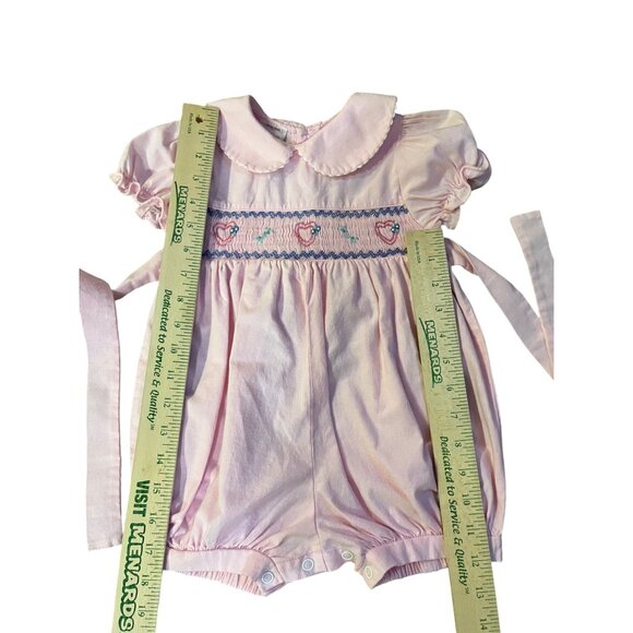 Vintage Allison Ann Smocked Sun Suit Infant Girls 24 Mo Pink - Picture 12 of 13